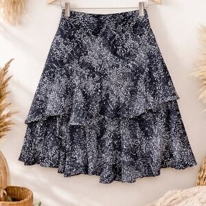 Free People Asymmetrical Skirt in Dark Blue and White